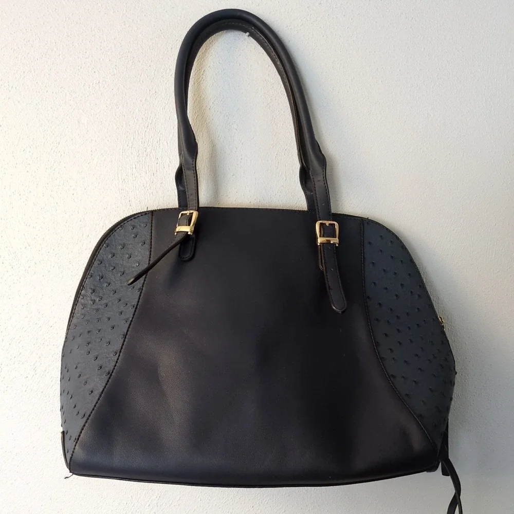 Adrienne Vittadini Purse Womens Blue‎ XL Tote Handbag Zip Around Double Strap